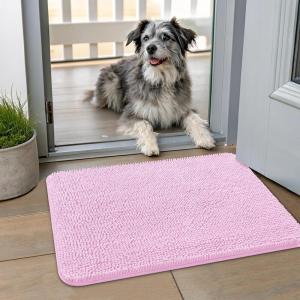 imageSmiry Dog Door Mat for Muddy Paws 59x24 Absorbs Moisture and Dirt Doormat NonSlip Washable Quick Dry Chenille Front Door Mat Indoor Entrance Entryway Carpet for Inside Floor CamelPink