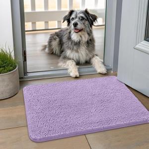 imageSmiry Dog Door Mat for Muddy Paws 59x24 Absorbs Moisture and Dirt Doormat NonSlip Washable Quick Dry Chenille Front Door Mat Indoor Entrance Entryway Carpet for Inside Floor CamelLavender