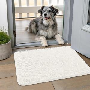 imageSmiry Dog Door Mat for Muddy Paws 59x24 Absorbs Moisture and Dirt Doormat NonSlip Washable Quick Dry Chenille Front Door Mat Indoor Entrance Entryway Carpet for Inside Floor CamelIvory