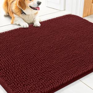 imageSmiry Dog Door Mat for Muddy Paws 59x24 Absorbs Moisture and Dirt Doormat NonSlip Washable Quick Dry Chenille Front Door Mat Indoor Entrance Entryway Carpet for Inside Floor CamelCaramel Russet