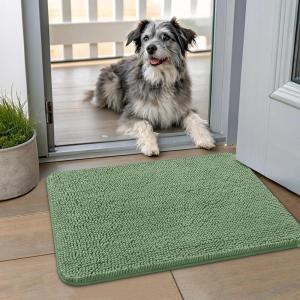 imageSmiry Dog Door Mat for Muddy Paws 59x24 Absorbs Moisture and Dirt Doormat NonSlip Washable Quick Dry Chenille Front Door Mat Indoor Entrance Entryway Carpet for Inside Floor CamelOlive Green