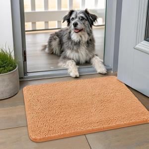 imageSmiry Dog Door Mat for Muddy Paws 59x24 Absorbs Moisture and Dirt Doormat NonSlip Washable Quick Dry Chenille Front Door Mat Indoor Entrance Entryway Carpet for Inside Floor CamelOrange