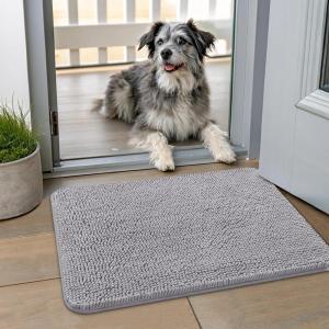 imageSmiry Dog Door Mat for Muddy Paws 59x24 Absorbs Moisture and Dirt Doormat NonSlip Washable Quick Dry Chenille Front Door Mat Indoor Entrance Entryway Carpet for Inside Floor CamelLight Grey