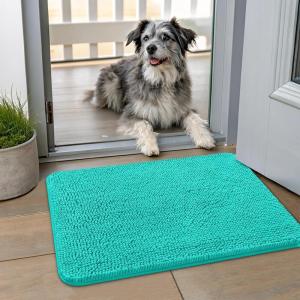 imageSmiry Dog Door Mat for Muddy Paws 59x24 Absorbs Moisture and Dirt Doormat NonSlip Washable Quick Dry Chenille Front Door Mat Indoor Entrance Entryway Carpet for Inside Floor CamelTeal