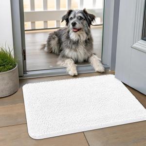 imageSmiry Dog Door Mat for Muddy Paws 59x24 Absorbs Moisture and Dirt Doormat NonSlip Washable Quick Dry Chenille Front Door Mat Indoor Entrance Entryway Carpet for Inside Floor CamelWhite