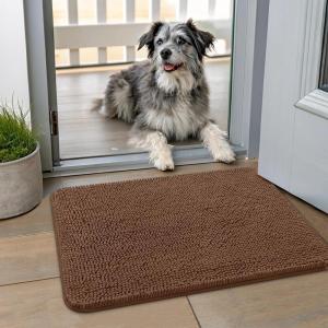 imageSmiry Dog Door Mat for Muddy Paws 59x24 Absorbs Moisture and Dirt Doormat NonSlip Washable Quick Dry Chenille Front Door Mat Indoor Entrance Entryway Carpet for Inside Floor CamelMocha