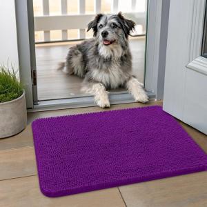 imageSmiry Dog Door Mat for Muddy Paws 59x24 Absorbs Moisture and Dirt Doormat NonSlip Washable Quick Dry Chenille Front Door Mat Indoor Entrance Entryway Carpet for Inside Floor CamelPurple