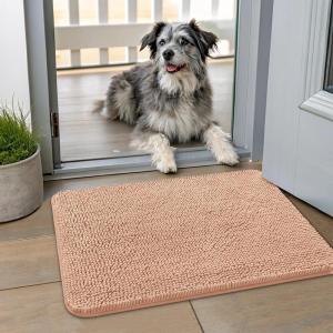 imageSmiry Dog Door Mat for Muddy Paws 59x24 Absorbs Moisture and Dirt Doormat NonSlip Washable Quick Dry Chenille Front Door Mat Indoor Entrance Entryway Carpet for Inside Floor CamelPeach
