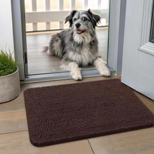 imageSmiry Dog Door Mat for Muddy Paws 59x24 Absorbs Moisture and Dirt Doormat NonSlip Washable Quick Dry Chenille Front Door Mat Indoor Entrance Entryway Carpet for Inside Floor CamelBrown