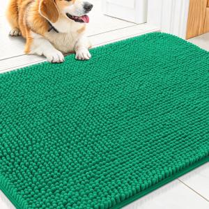 imageSmiry Dog Door Mat for Muddy Paws 59x24 Absorbs Moisture and Dirt Doormat NonSlip Washable Quick Dry Chenille Front Door Mat Indoor Entrance Entryway Carpet for Inside Floor CamelEmerald Green