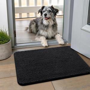imageSmiry Dog Door Mat for Muddy Paws 59x24 Absorbs Moisture and Dirt Doormat NonSlip Washable Quick Dry Chenille Front Door Mat Indoor Entrance Entryway Carpet for Inside Floor CamelBlack