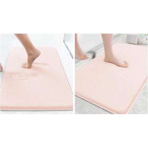 imageSmiry Memory Foam Bath Mat Set 24x16 30 x 20 Super Soft Absorbent Bathroom Rugs Non Slip Bath Rug Runner for Bathroom Floors Pink