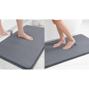 imageSmiry Memory Foam Bath Mat Set 24x16 and 36x24 Dark Grey Super Soft Absorbent Bathroom Rugs Non Slip Bath Rug Runner for Shower Bathroom Floors