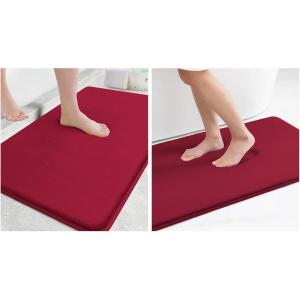 imageSmiry Memory Foam Bath Mat Set 30x20 36x24 Super Soft Absorbent Bathroom Rugs Non Slip Bath Rug Runner for Bathroom Floors Burgundy