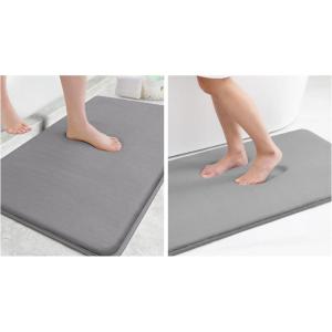 imageSmiry Memory Foam Bath Mat Set 30x20 36x24 Super Soft Absorbent Bathroom Rugs Non Slip Bath Rug Runner for Bathroom Floors Grey