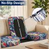 imageSmiry Waterproof Patio Cushion Covers Stretch Outdoor Couch Slipcovers Replacement Washable Furniture Protector Sofa Chair Seat Cover for Dogs and Pets 4 Pcs Navy BlueBlue Green
