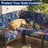 imageSmiry Waterproof Patio Cushion Covers Stretch Outdoor Couch Slipcovers Replacement Washable Furniture Protector Sofa Chair Seat Cover for Dogs and Pets 4 Pcs Navy BlueBlue Green