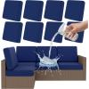 imageSmiry Waterproof Patio Cushion Covers Stretch Outdoor Couch Slipcovers Replacement Washable Furniture Protector Sofa Chair Seat Cover for Dogs and Pets 4 Pcs Navy BlueNavy Blue