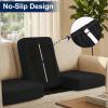 imageSmiry Waterproof Patio Cushion Covers Stretch Outdoor Couch Slipcovers Replacement Washable Furniture Protector Sofa Chair Seat Cover for Dogs and Pets 4 Pcs Navy BlueBlack