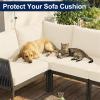 imageSmiry Waterproof Patio Cushion Covers Stretch Outdoor Couch Slipcovers Replacement Washable Furniture Protector Sofa Chair Seat Cover for Dogs and Pets 4 Pcs Navy BlueBeige