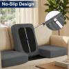 imageSmiry Waterproof Patio Cushion Covers Stretch Outdoor Couch Slipcovers Replacement Washable Furniture Protector Sofa Chair Seat Cover for Dogs and Pets 4 Pcs Navy BlueDark Grey