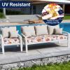 imageSmiry Waterproof Patio Cushion Covers Stretch Outdoor Couch Slipcovers Replacement Washable Furniture Protector Sofa Chair Seat Cover for Dogs and Pets 4 Pcs Navy BlueOrange