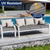 imageSmiry Waterproof Patio Cushion Covers Stretch Outdoor Couch Slipcovers Replacement Washable Furniture Protector Sofa Chair Seat Cover for Dogs and Pets 4 Pcs Navy BlueGrey