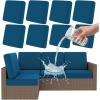 imageSmiry Waterproof Patio Cushion Covers Stretch Outdoor Couch Slipcovers Replacement Washable Furniture Protector Sofa Chair Seat Cover for Dogs and Pets 4 Pcs Navy BluePeacock Blue