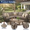 imageSmiry Waterproof Patio Cushion Covers Stretch Outdoor Couch Slipcovers Replacement Washable Furniture Protector Sofa Chair Seat Cover for Dogs and Pets 4 Pcs Navy BlueTaupe