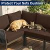 imageSmiry Waterproof Patio Cushion Covers Stretch Outdoor Couch Slipcovers Replacement Washable Furniture Protector Sofa Chair Seat Cover for Dogs and Pets 4 Pcs Navy BlueCoffee