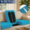 imageSmiry Waterproof Patio Cushion Covers Stretch Outdoor Couch Slipcovers Replacement Washable Furniture Protector Sofa Chair Seat Cover for Dogs and Pets 4 Pcs Navy BlueTeal