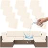 imageSmiry Waterproof Patio Cushion Covers Stretch Outdoor Couch Slipcovers Replacement Washable Furniture Protector Sofa Chair Seat Cover for Dogs and Pets 4 Pcs Navy BlueBeige