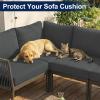 imageSmiry Waterproof Patio Cushion Covers Stretch Outdoor Couch Slipcovers Replacement Washable Furniture Protector Sofa Chair Seat Cover for Dogs and Pets 4 Pcs Navy BlueDark Grey