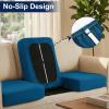 imageSmiry Waterproof Patio Cushion Covers Stretch Outdoor Couch Slipcovers Replacement Washable Furniture Protector Sofa Chair Seat Cover for Dogs and Pets 4 Pcs Navy BluePeacock Blue