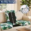 imageSmiry Waterproof Patio Cushion Covers Stretch Outdoor Couch Slipcovers Replacement Washable Furniture Protector Sofa Chair Seat Cover for Dogs and Pets 4 Pcs Navy BlueGreen