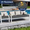 imageSmiry Waterproof Patio Cushion Covers Stretch Outdoor Couch Slipcovers Replacement Washable Furniture Protector Sofa Chair Seat Cover for Dogs and Pets 4 Pcs Navy BlueDark Grey