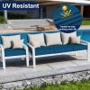 imageSmiry Waterproof Patio Cushion Covers Stretch Outdoor Couch Slipcovers Replacement Washable Furniture Protector Sofa Chair Seat Cover for Dogs and Pets 4 Pcs Navy BluePeacock Blue