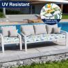 imageSmiry Waterproof Patio Cushion Covers Stretch Outdoor Couch Slipcovers Replacement Washable Furniture Protector Sofa Chair Seat Cover for Dogs and Pets 4 Pcs Navy BlueLight Green