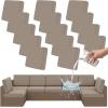 imageSmiry Waterproof Patio Cushion Covers Stretch Outdoor Couch Slipcovers Replacement Washable Furniture Protector Sofa Chair Seat Cover for Dogs and Pets 4 Pcs Navy BlueTaupe