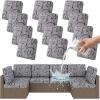 imageSmiry Waterproof Patio Cushion Covers Stretch Outdoor Couch Slipcovers Replacement Washable Furniture Protector Sofa Chair Seat Cover for Dogs and Pets 4 Pcs Navy BlueGrey and Black