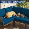 imageSmiry Waterproof Patio Cushion Covers Stretch Outdoor Couch Slipcovers Replacement Washable Furniture Protector Sofa Chair Seat Cover for Dogs and Pets 4 Pcs Navy BluePeacock Blue