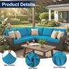 imageSmiry Waterproof Patio Cushion Covers Stretch Outdoor Couch Slipcovers Replacement Washable Furniture Protector Sofa Chair Seat Cover for Dogs and Pets 4 Pcs Navy BlueTeal