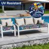 imageSmiry Waterproof Patio Cushion Covers Stretch Outdoor Couch Slipcovers Replacement Washable Furniture Protector Sofa Chair Seat Cover for Dogs and Pets 4 Pcs Navy BlueBlue Green