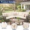 imageSmiry Waterproof Patio Cushion Covers Stretch Outdoor Couch Slipcovers Replacement Washable Furniture Protector Sofa Chair Seat Cover for Dogs and Pets 4 Pcs Navy BlueBeige