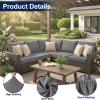 imageSmiry Waterproof Patio Cushion Covers Stretch Outdoor Couch Slipcovers Replacement Washable Furniture Protector Sofa Chair Seat Cover for Dogs and Pets 4 Pcs Navy BlueGrey