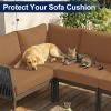 imageSmiry Waterproof Patio Cushion Covers Stretch Outdoor Couch Slipcovers Replacement Washable Furniture Protector Sofa Chair Seat Cover for Dogs and Pets 4 Pcs Navy BlueCamel