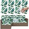 imageSmiry Waterproof Patio Cushion Covers Stretch Outdoor Couch Slipcovers Replacement Washable Furniture Protector Sofa Chair Seat Cover for Dogs and Pets 4 Pcs Navy BlueGreen