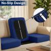 imageSmiry Waterproof Patio Cushion Covers Stretch Outdoor Couch Slipcovers Replacement Washable Furniture Protector Sofa Chair Seat Cover for Dogs and Pets 4 Pcs Navy BlueNavy Blue