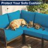 imageSmiry Waterproof Patio Cushion Covers Stretch Outdoor Couch Slipcovers Replacement Washable Furniture Protector Sofa Chair Seat Cover for Dogs and Pets 4 Pcs Navy BlueTeal