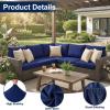 imageSmiry Waterproof Patio Cushion Covers Stretch Outdoor Couch Slipcovers Replacement Washable Furniture Protector Sofa Chair Seat Cover for Dogs and Pets 4 Pcs Navy BlueNavy Blue